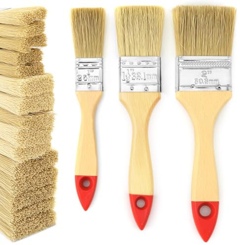 QWORK® Set di 15 Pezzi Pennellessa Pittura Muri, Larghezze 25/38/50 mm - Manico in Legno