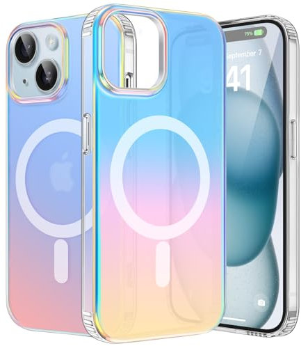 ALTORICO Hülle für iPhone 15 kompatibel mit Magsafe Magnetische Handyhülle Case, Schutzhülle für iPhone 15, Stoßfeste Kratzfeste Transluzent Matt, Irisierend
