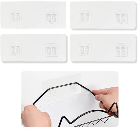 UBRAVE - Gancho adhesivo para pared, 4 ganchos adhesivos de repuesto para estante de ducha, 5 kg, gancho adhesivo transparente para cestas, jabonera, carro de ducha de esquina de baño