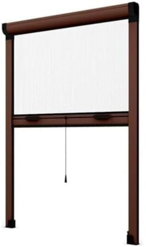 Zanzariera verticale fai da te a kit su misura, misura e colore a scelta, Zanzariera per finestra sali e scendi a kit (Marrone, L:80 x H:160)