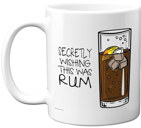 Funny Mug for Women Men - Secretly Wishing This was Rum - Funny Birthday Mugs Present Gifts for Friend Family Colleague, 11oz Ceramic Coffee Humour Joke Banter Cup