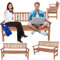 MODO24 Gartenbank aus Holz, Parkbank, Gartenmöbel, Sitzbank, Bank Friesenbank, Holzbank, 3-Sitzer, In- & Outdoor, FSC-Holz, Abmessungen 90x154x70 cm, Farbe: Braun