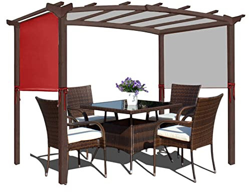 Auvent de rechange universel imperméable pour structures de pergola incurvées, couverture d'extérieur en rouge, 4,8 x 2,4 m, résistante aux UV, solution d'ombrage durable