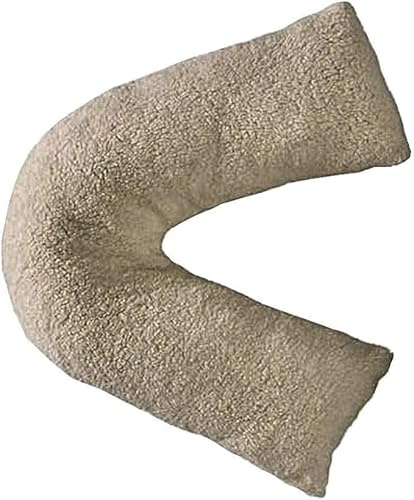 Bella Nights Teddy Bear V Shape Pillow Cover – Ultra Soft Teddy Fleece V Pillowcase – Cozy & Warm V Shaped Pillow Cover for Pregnancy Nursing and Maternity Support (Beige)