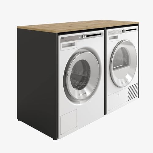 PLATAN ROOM Waschmaschinenschrank 130 cm breit Überbauschrank Waschmaschine oder Wäschetrockner Schrank für Bad (ohne Schrank, Anthrazit/Artis)
