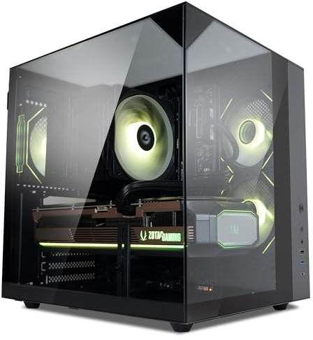 Zalman ZQBE ATX Mid Tower PC Case, 3 x PWM ARGB Fans with Multi-Port Fan Hub RGB Controller Included, USB Type-C 3.2, 240mm Radiator Support, Full-View Panoramic Tempered Glass Panels, Black