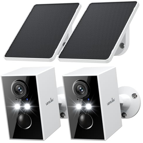 wansview Überwachungskamera Aussen Solar Akku - 2K Kamera Überwachung Aussenkamera WLAN Kabellos Akku mit Solarpanel, WiFi Camera Outdoor, Farbnachtsicht, PIR Bewegungserkennung, 2-Wege-Audio,2er Set