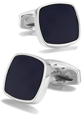 Herren silber Manschettenknöpfe Cufflinks Manschettenknopf für Hochzeit Geschäft Geschenk chwarz