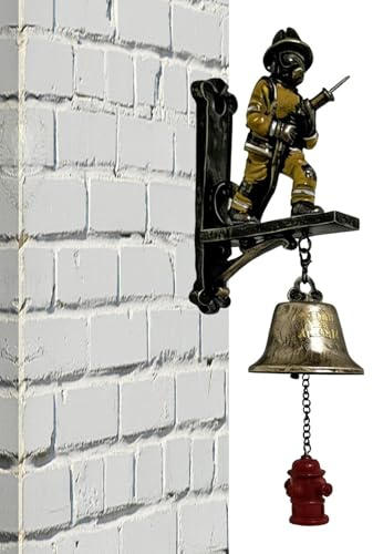 SVCEQZE Türklingel Feuerwehr, 25 cm Vintage Metall Türklingel, Outdoor Türklingels, Hof Garten Dekorative Glocke Feuerwehr Türklingels Für Wand Und Eingangstür Im Innen Und Außenbereich
