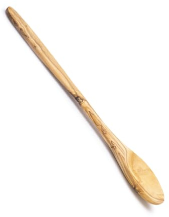Cucharón grande de madera de olivo, accesorio para cocina, condimento, dosificador, especias, mezclador, multiusos, pieza única de madera de olivo en bruto estilo vintage