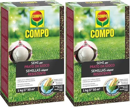COMPO Semillas de césped resistente, 1 kg para 50 m² (Paquete de 2)