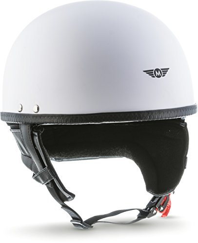 Moto Helmets® D22 „Matt White“ · Brain-Cap · Halbschale Jet-Helm Motorrad-Helm Roller-Helm · Fiberglas Schnellverschluss SlimShell Tasche M (57-58cm)