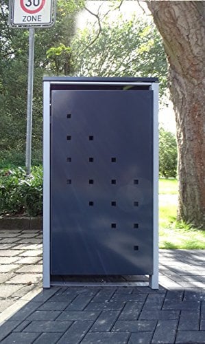 Srm-Design 1 Mülltonnenbox Modell No.3 Anthrazitgrau für 120 Liter Mülltonnen/witterungsbeständig durch Pulverbeschichtung/mit Klappdeckel und Fronttür
