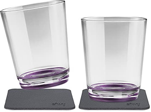 silwy® Magnetischer Trinkbecher rutschfest und bruchsicher inkl. zwei Nano Gel Pads aus Metall (2er Set // Very Berry)