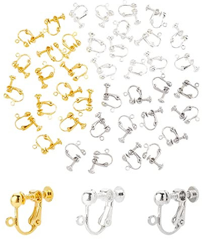 nbeads 100 Pcs Ramdom Nicht Durchbohrte Schraube Back Clip Ohrring Konverter mit Offener Schlaufe Für Omegaclip Ohne Durchstechen Ohrring Macht