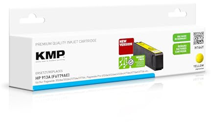 KMP Tintenpatrone passend für HP 913A Yellow (F6T79AE) mit neuem KMP Hybrid-Chip - H164Y - für HP Page Wide Pro 352dw, 352dn, 377dn, Pro 45... etc.