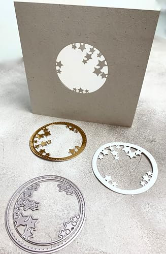 Simplelettering Stanzschablone/Cutting Dies Kreisausschnitt Sterne geeignet für Big Shot