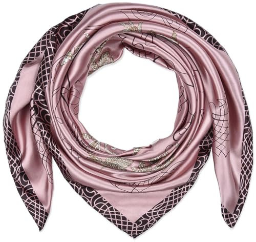 corciova 35 x 35 grande sciarpa quadrata per capelli per le donne seta come ricci fascia cravatta dormire di notte moda bandana foulard, 453 Albero della fortuna rosa, 1 Pezzo