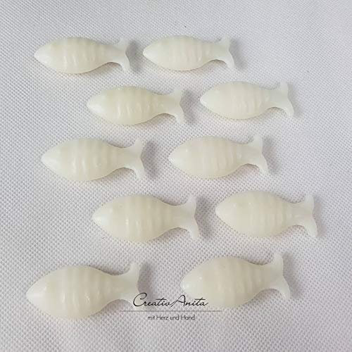 10 St. Schafmilchseifen-Fische in WEIß - CLASSIC-NATUR - Gastgeschenk, Kommunion, Taufe, Konfirmation