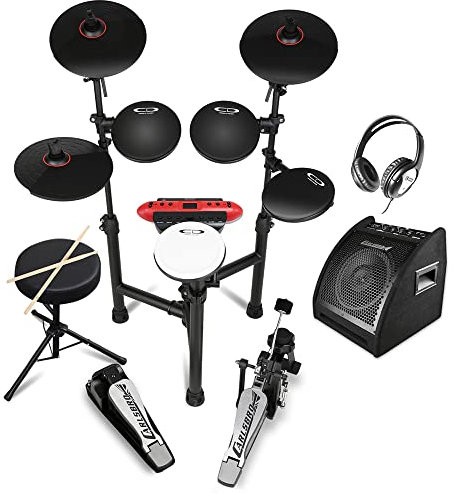 Carlsbro CSD130 Electronic Drum Kit for Beginner - 8-Piece Electric Set with Stool, Headphones, 10 Monitor, 250 Sounds - Ideal Digital Home Practice & Recording Drums