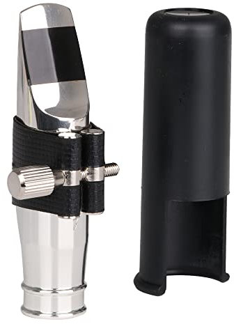 Yibuy Silver Jazz B-Flach-Mundstück für Altsaxophon, 7#, PU-Lederkappe
