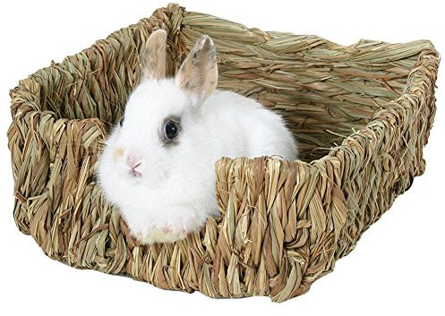 QUUY Natürliches Gras Haustier-Nest, Naturbett und Grasnest für Meerschweinchen, Chinchillas und Kaninchen, gewebt, Schlafkiste