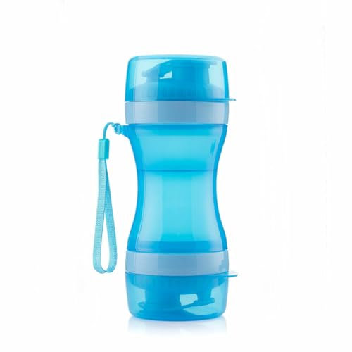 InnovaGoods - Botella 2 en 1 Pettap para Mascotas, Depósito Agua 300 ml, Comida 200 ml, Tapa-Bebedero, Tapa-Comedero, Sellado Silicona Antiderrames, Cordón Colgante, Silicona