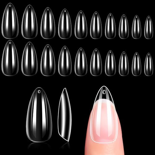 Makartt Short False Nails, 500pcs Press On Nail, Fake Nails, Clear Acrylic Almond Nail Tips for Acrylic Extensions,10 Sizes