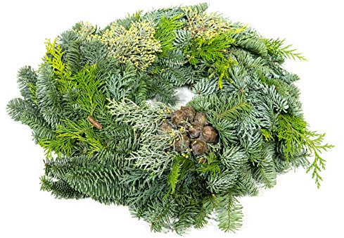 mgc24 Adventskranz Mix, Rohling rund gebunden, echte Tanne auf Strohkranz, 35-40cm Durchmesser (außen)