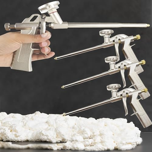 CINY Pistolet à Mousse, Pistolet à Mousse Polyuréthane Calfeutrage Bâtiment, Métal Pu Robuste En Mousse Expansible Pistolet à Mousse Pour Le Calfeutrage, Le Remplissage, l'Étanchéité (4pièces or)