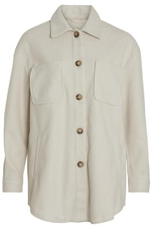 Vila Damen Vikimmi Shirt L/S Jacket - Noos, Super Light Natural Mel, M EU