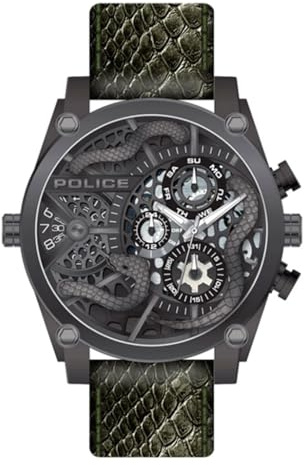 Police Bushmaster Armbanduhr | Multi-Zifferblatt für Herren aus Quarz mit Lederarmband