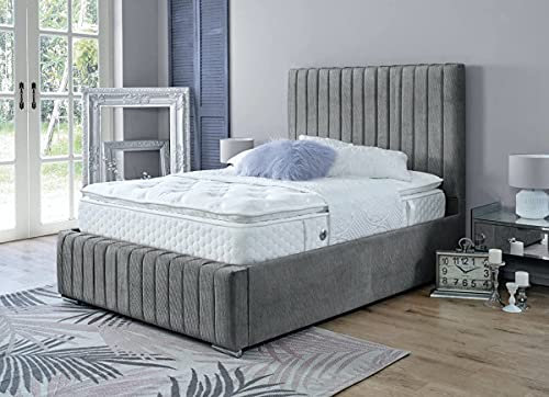 Super King Ottoman Bed| 6ft Super King Size Storage Bed with Gas Lift Up Heavy Duty Mesh Frame, Upholstered Base and Headboard (Grey)