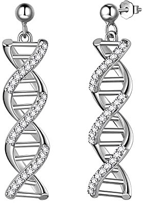 Aurora Tears Infinity Spiral DNA Doppelhelix Chemie Wissenschaft Ohrstecker 925 Sterling Silber Biologie Molekül Ohrring für Medizinstudenten DE0249W