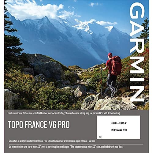 Garmin Unisex – Erwachsene Garmin France V6 Pro, sydvest, Microsd™/Sd™ kort Topo Karte, Schwarz, Micro SD EU