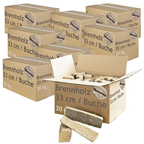 Bois de Chauffage Sélection 5-500 kg pour Poêle et Cheminée Brasero Grill Panier à Feu Bûches de Bois de Hêtre 33 cm Flameup, Quantité:240 kg