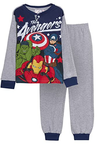 Marvel Avengers Pyjamas Boys Luxury Full Length Pjs Gift Boxed Hero Nightwear Grey 6 Years