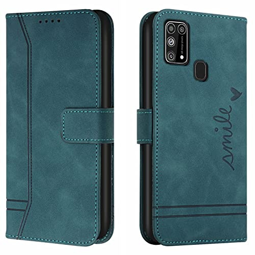 Lihondar Kompatibel mit Samsung Galaxy M31/M21S Hülle, Handyhülle Samsung M31, M21S Leder Klappbar Schutzhülle Tasche Wallet Brieftasche Cover Flip Case für Samsung M31/M21S Klapphülle (Grün)