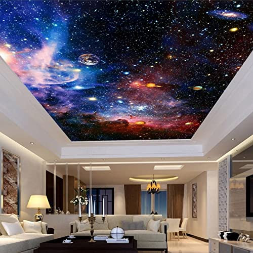 TANYANG Benutzerdefinierte Tapete 3D-Deckentapeten Universum Sterne Himmel Wohnzimmer Decke Europäischen Stil Heimtextilien 400Cm(W)×280Cm(H)