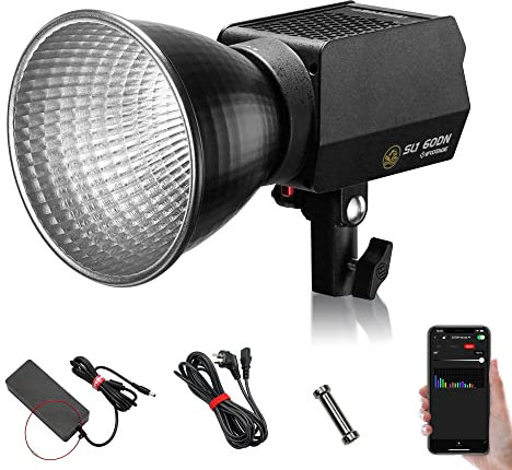 IFOOTAGE SL1 60DN COB-Videoleuchte, 70W LED Videoleuchte Studiolicht mit 5600 K Tageslicht, CRI 98+, Helligkeit 12200 Lux bei 1 m, 8 Lichteffekte, APP-Steuerung, für Videoaufnahmen