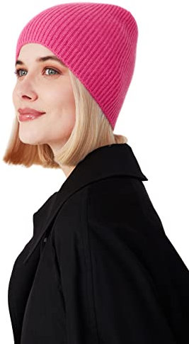 Style & Republic Kaschmir Sport Mütze-Beanie Damen aus 100% Cashmere - Dein kuscheliger Premium Strick Beanie für stilvolle Herbst- & Winter-Momente - neon pink