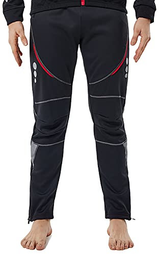 HOMTOL Fahrradhose Herren Winter Thmero Winter Laufhose Lang Warm Radhose MTB Hose Winddicht Wasserdicht Outdoorhose Softshellhose für Radfahrren Motorrad