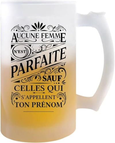 Planetee Chope de bière Prénom Personnalisable (Aucune Femme)