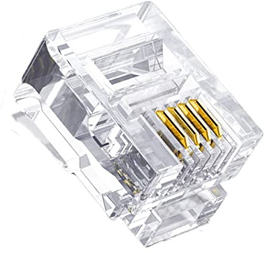 Hetjosee RJ11 Connectors 25 Pack 6P4C Plug Telephone Modular Plug Phone Jack Adapter Crimp End Telephone Cord Connector