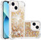 IMIRST Silicone Coque pour Apple iPhone 14, Coin Airbag Antichute Paillettes Sables Mouvants Coque TPU Bumper Sparkle Case Compatible avec Apple iPhone 14. YBW Love Gold