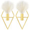 Peryiter 2 Pcs Boho Wall Decor Metal Gold Wall Art Hanging Planters with Artificial Pampas Modern Home Decor Display Art for Living Room Bedroom Bathroom(Rhombus)