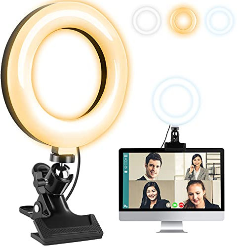Ringlicht, 6'' Videokonferenz Beleuchtung Licht, Videokonferenz-Beleuchtungsset Zoom Licht, Webcam Licht, Ringlampe mit Clip für Videokonferenzen Video Calls Live-Stream Computer Laptop