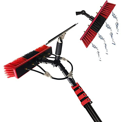 GIZMIT Window Cleaning Telescopic Brush, Window Cleaning Pole with Squeegee, Window Cleaner Kit, Water/Hose Fed Pole, Cleaning Photovoltaic and Solar Panels,30FT/9M