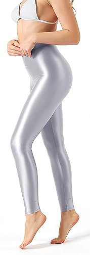 SOFSOT Übergröße, hohe Taille, Workout-Leggings, glänzend, Pilates-Hose, Yoga-Strumpfhose für Damen