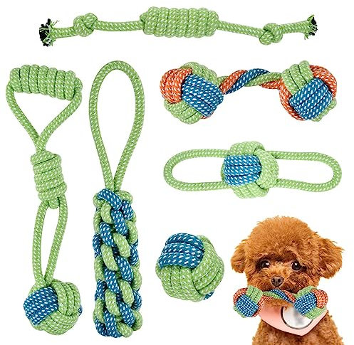 BUYGOO Hundespielzeug Set, 6 Stück Hundespielzeug Kleine Hunde, Hunde Spielzeug, Hundespielzeug Seil, Hundekauspielzeug, Hundespielzeug Große Hunde Unzerstörbar, Welpen Spielzeug für Hunde Zahnpflege